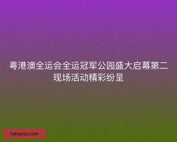 粤港澳全运会全运冠军公园盛大启幕第二现场活动精彩纷呈